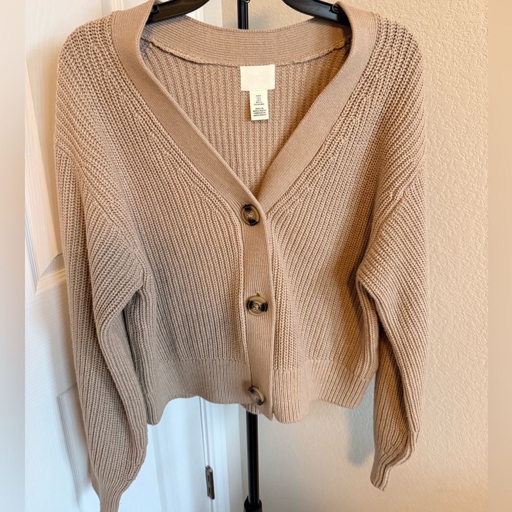 H&M Beige Button-Up Cardigan